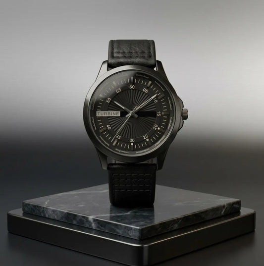 Perrelet Turbine Classic Black M7 |Dial Stainless Steel Leather Strap |Men's Watch