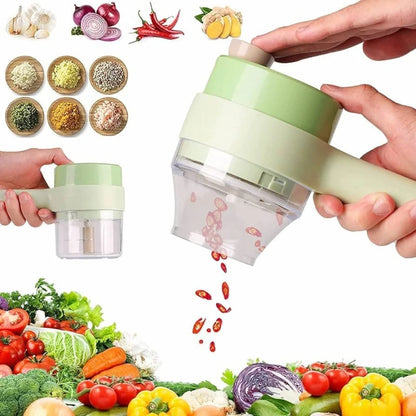 Generic 4-in-1 Handheld Electric Vegetable Cutter Set | USB Rechargeable Slicer & Chopper