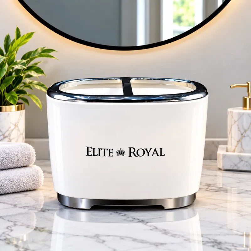 Elite Royal 4Pcs | Bathroom Countertop Accessory Set | Soap Dispenser & Toothbrush Holder Kit