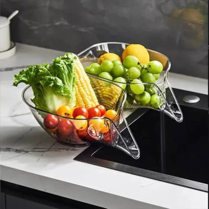 Generic Transparent Multi-Functional Plastic Drain Funnel Bowl |  Fruit & Vegetable Washing Colander