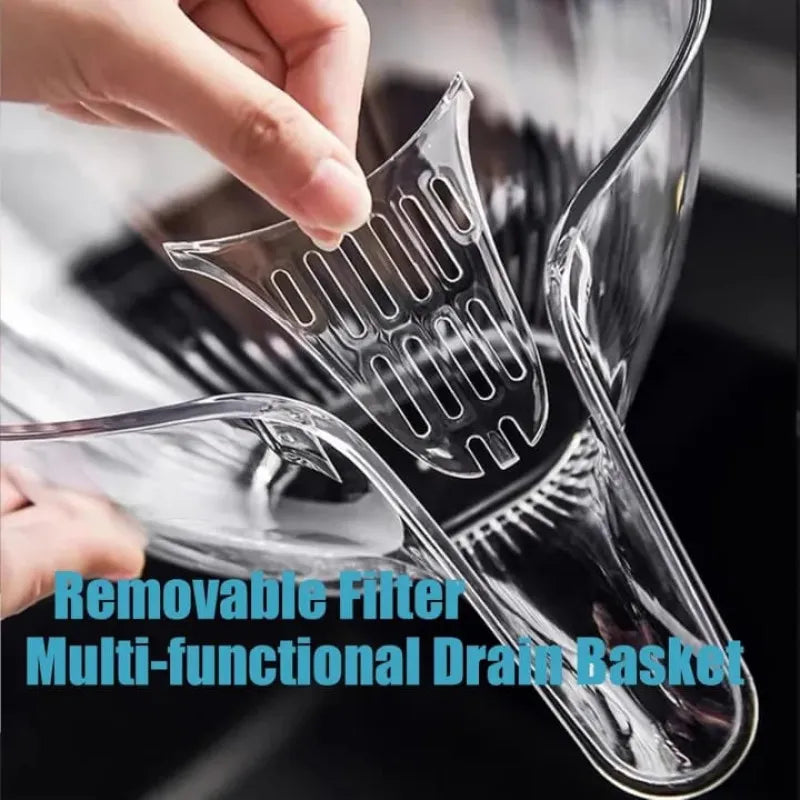 Generic Transparent Multi-Functional Plastic Drain Funnel Bowl |  Fruit & Vegetable Washing Colander