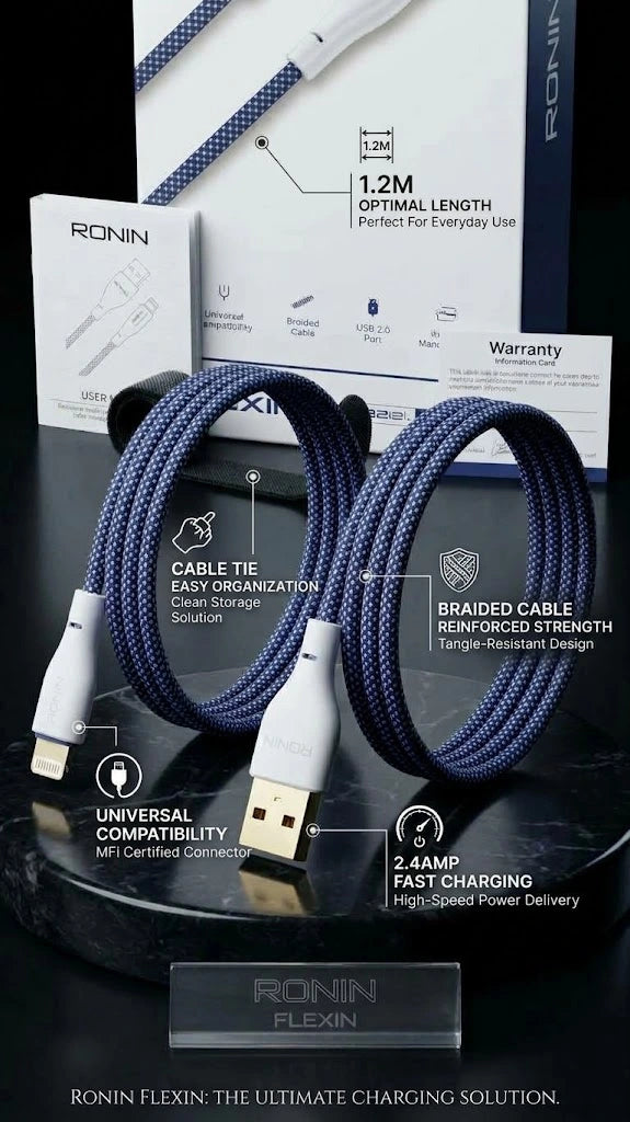 RONIN FLEXIN | USB-A to Lightning Cable  |  2.4A Fast Charging 1.2m