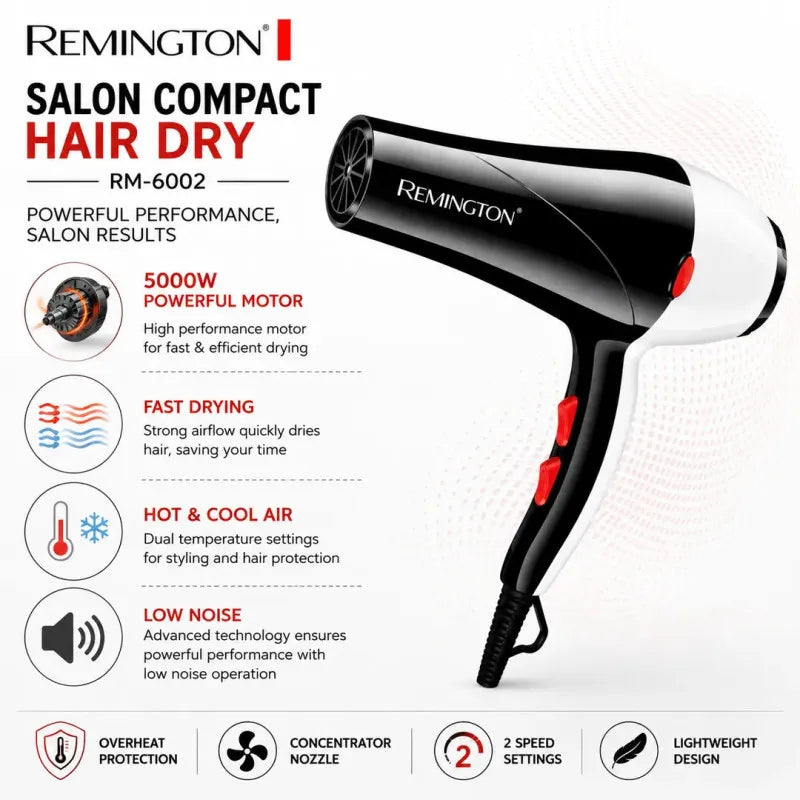 Remington RM-6002 Salon Compact | Hair Dryer 5000W