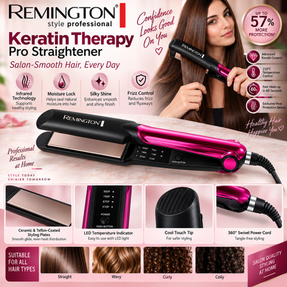 Remington FR 531 | Keratin Therapy Pro Hair Straightener | Ceramic & Teflon Coated Plates