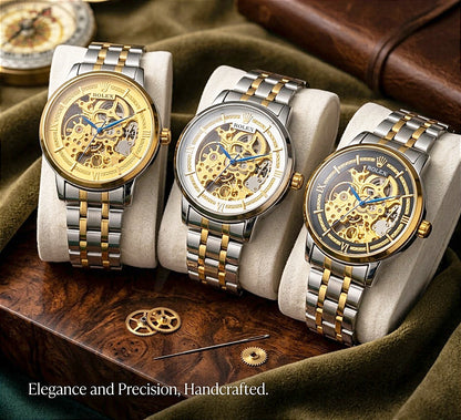 Rolex Skeleton Automatic Watch | Stainless Steel Chain See |Through Gents Timepiece