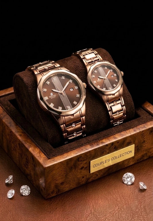 Luxury Couple Wristwatch Set | Rose Gold Steel Chain & Brass Case | SUPERSTON MNo. 2 – Sanariz