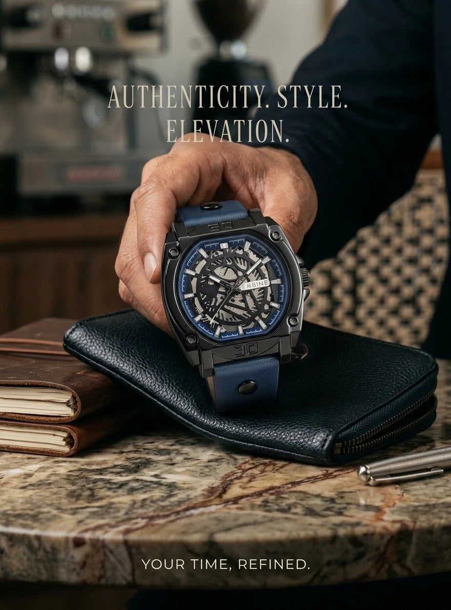Turbine Model No. 6  |  Skeleton Dial Men's Watch  | Brass Case & Stitched Leather Strap