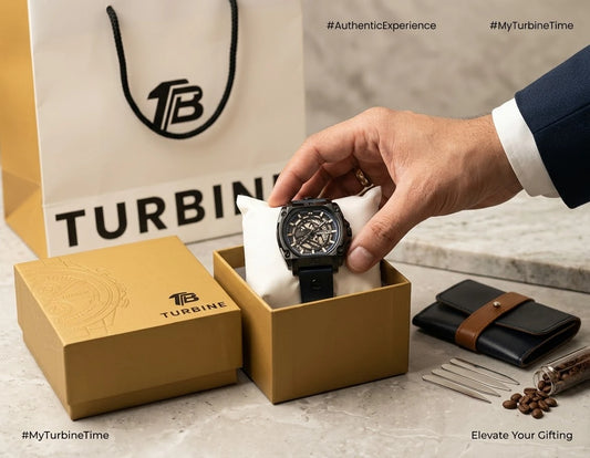 Turbine Model No. 6  |  Skeleton Dial Men's Watch  | Brass Case & Stitched Leather Strap