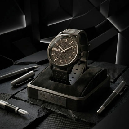Turbine Noir Classic M7  | Brass Case & Stitched Leather Strap | Gents Watch