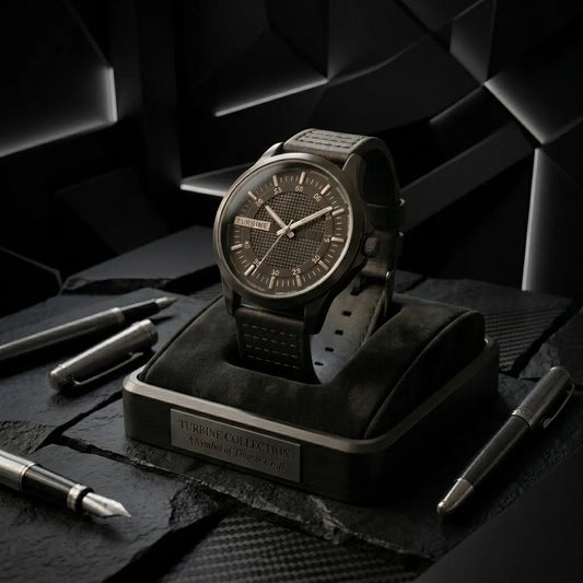Turbine Noir Classic M7  | Brass Case & Stitched Leather Strap | Gents Watch
